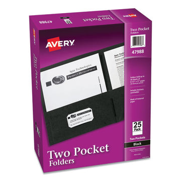 Avery® Two-pocket Folder, 40-sheet Capacity, 11 X 8.5, Black, 25-box freeshipping - TVN Wholesale